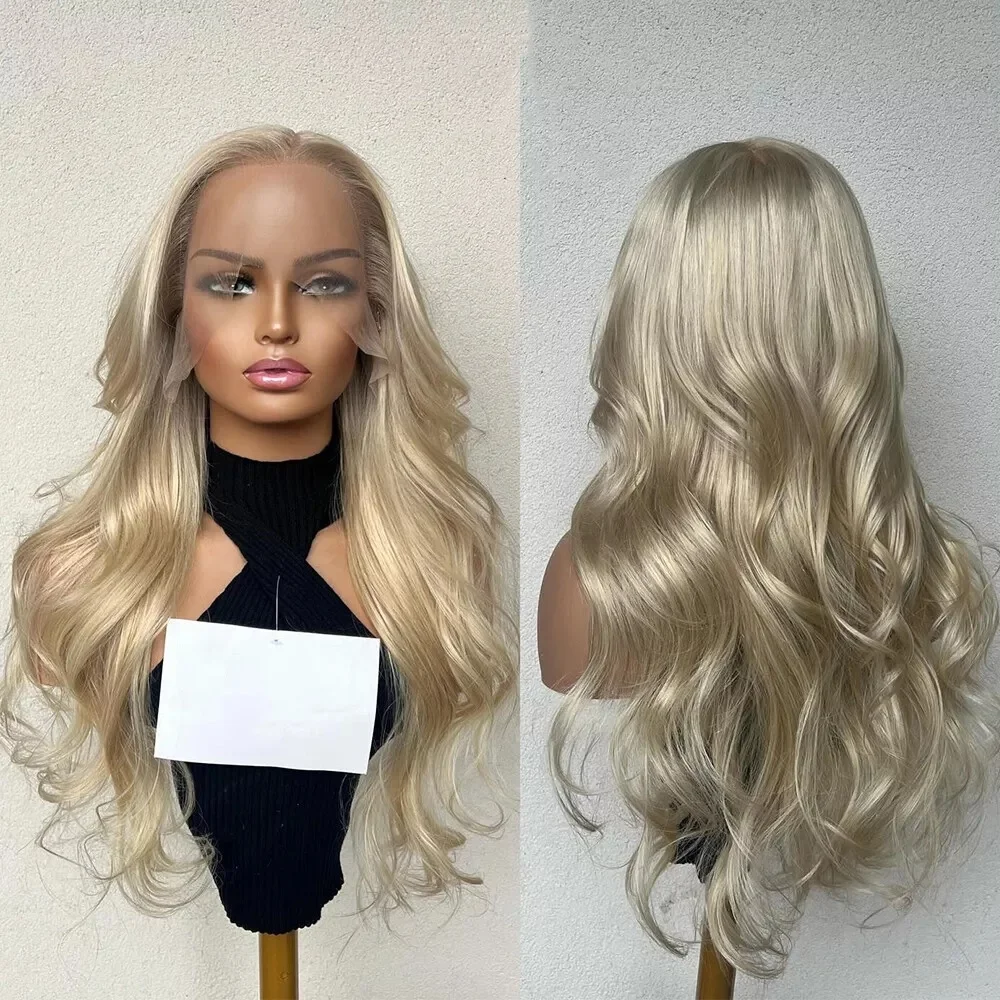 

Ombre Light Blonde Wigs Beautiful Body Wave Synthetic HD Lace Front Wig On Clearance Sale Pre-Plucked Natural Hairline Wigs