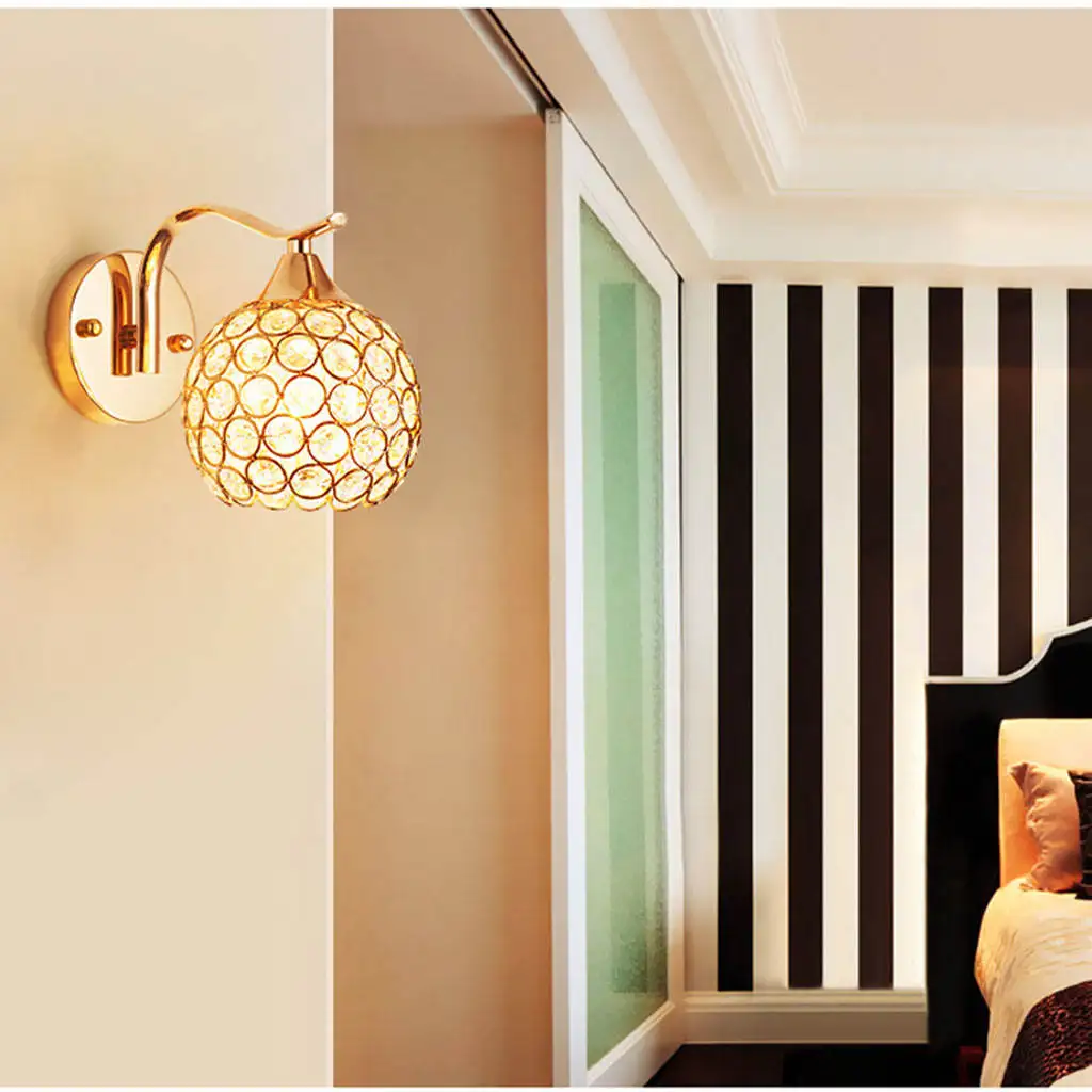 Candelabro de pared de cristal E27, lámpara Simple y creativa para dormitorio, mesita de noche, luces de cristal para decoración del hogar