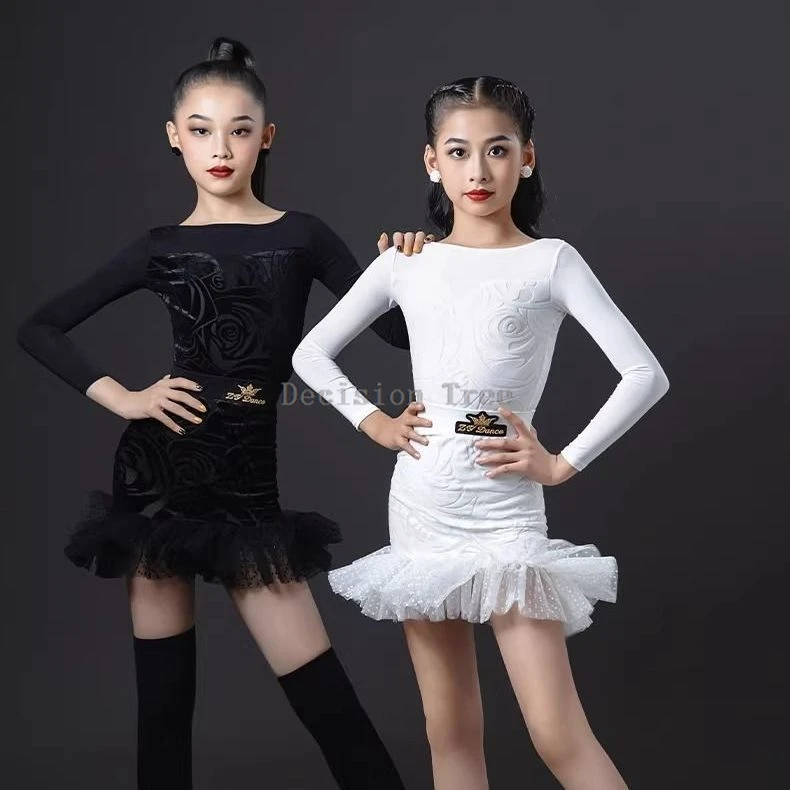 2025 new children's latin dance dress set girls training skills grading competition schedule slimming latin performance costumes view 5