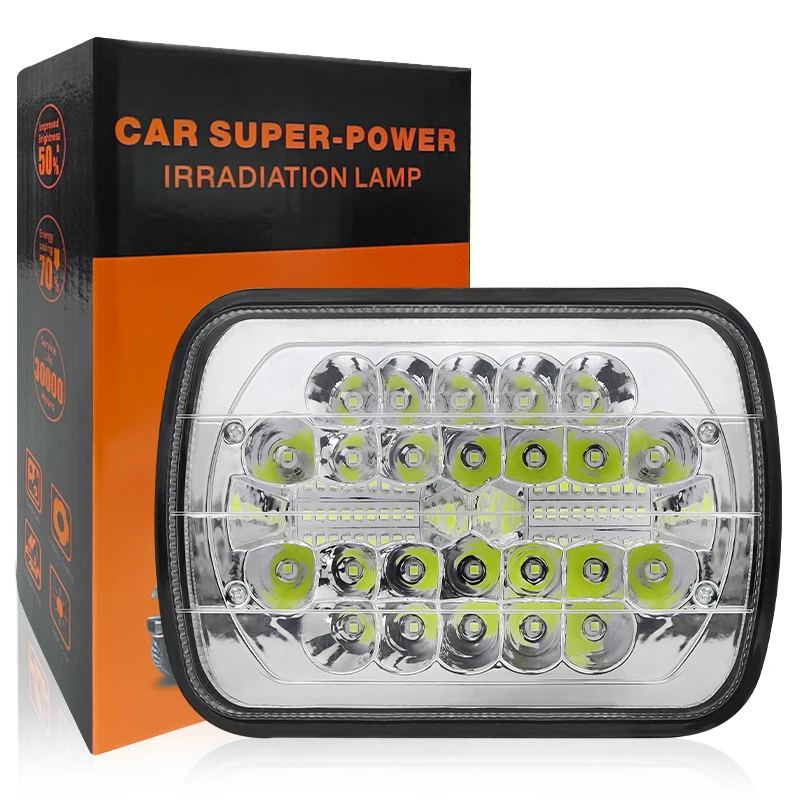 

7-inch 42-bead Wrangler square LED Headlights, High and Low Beam Modified Off-road Truck Headlights