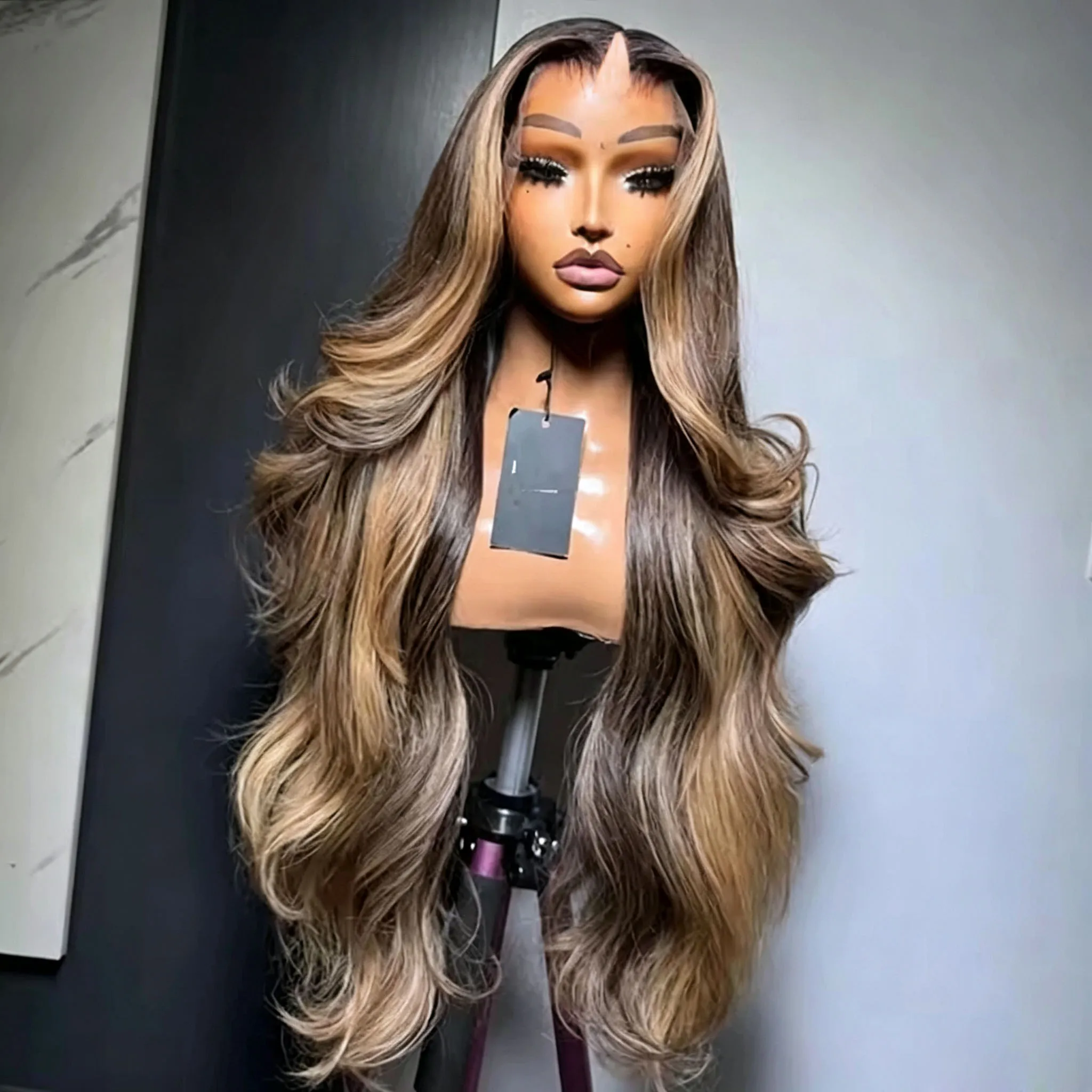 Highlight  Chestnu Blonde Brown Balayage Human Hair Cheapest U Part Wigs 1X4 Middle Open Glueless Machine Made Full U Shape Remy