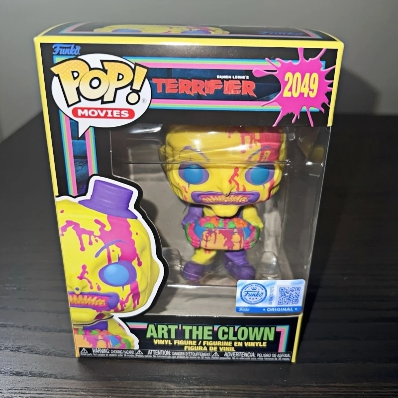 Funko Pop Terrifier Art The Clown Edición Especial Blacklight # Figura Coleccionable de Vinilo Original 2049, Modelo Decorativo para Escritorio, Regalo