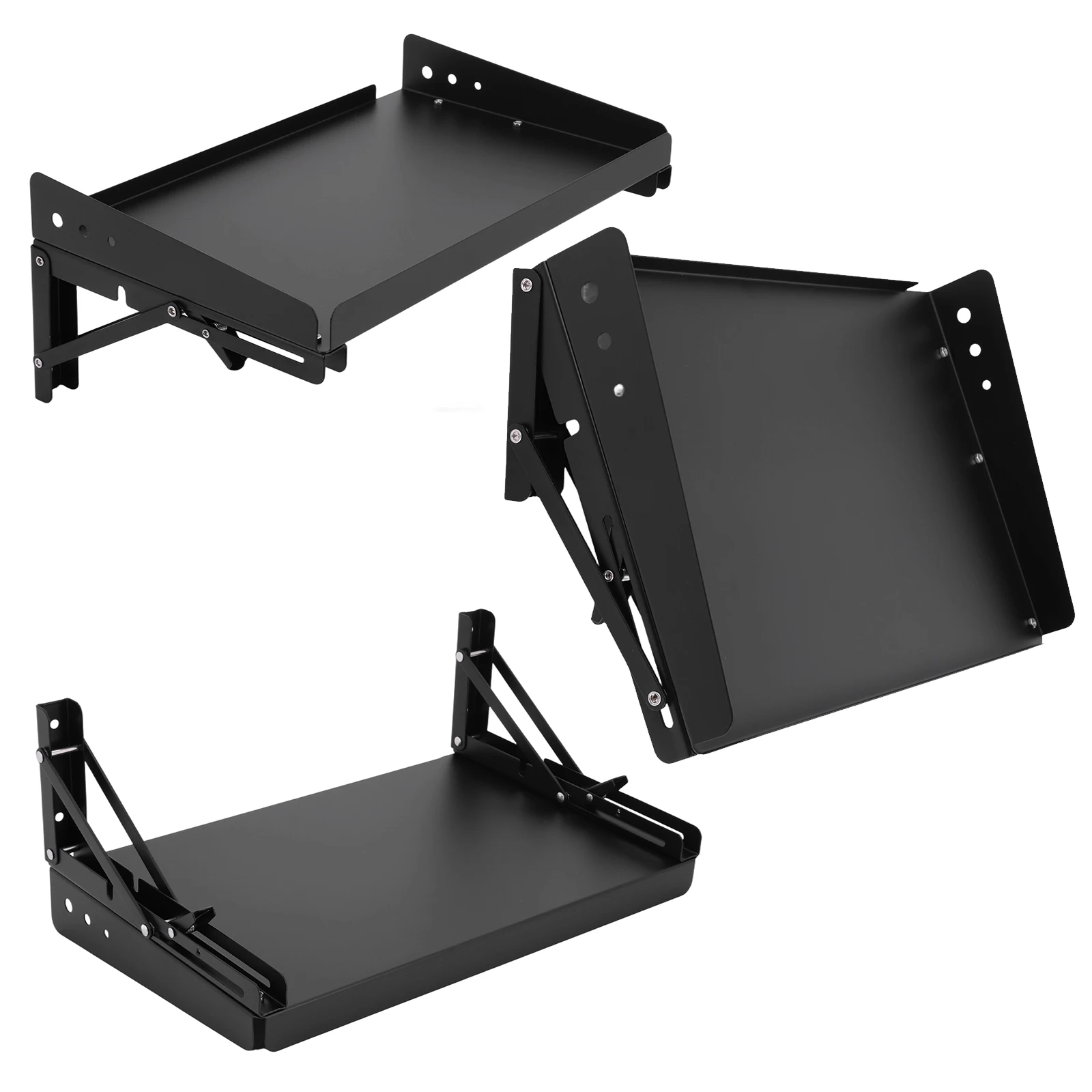 

2pcs Wall Mounted Folding Storage Rack Shelves Heavy Duty Metal Shelf Rack with Lip for Garage Kitchen Laundry Room Workshop