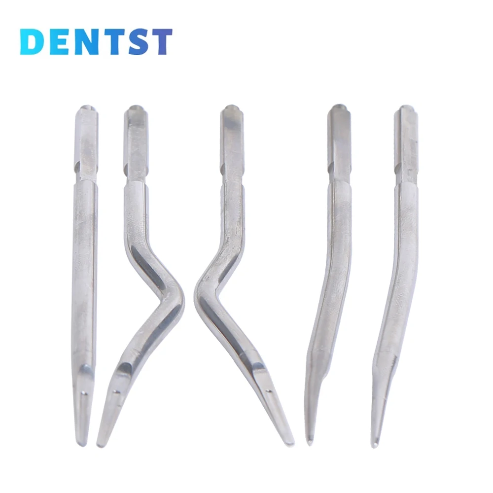 1 Set Dental Tooth Extraction Tool Kit Handpiece 4Hole Forceps Pliers 5 Tips Pneumatic Stright Curved Root Elevator Dentist