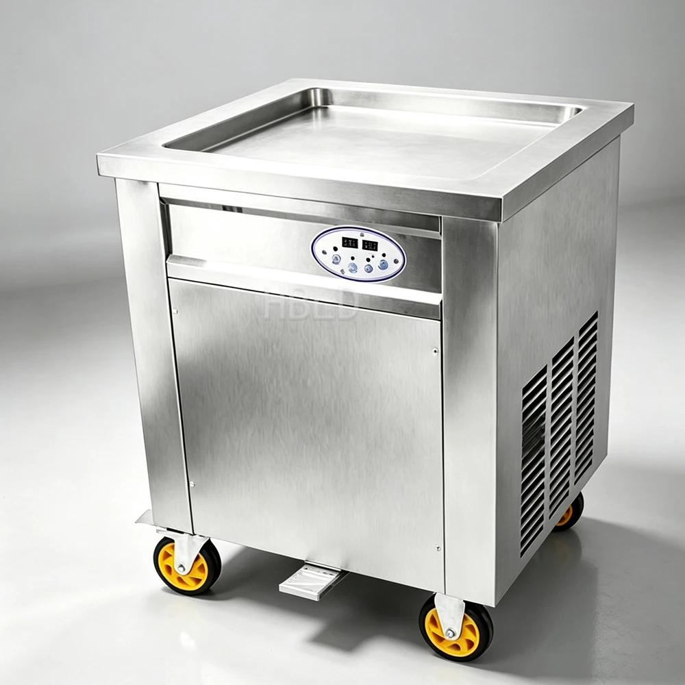 Commercial Fried Yogurt Machine, Square Pan Ice Cream Roll Maker for Food Cart Vending Service