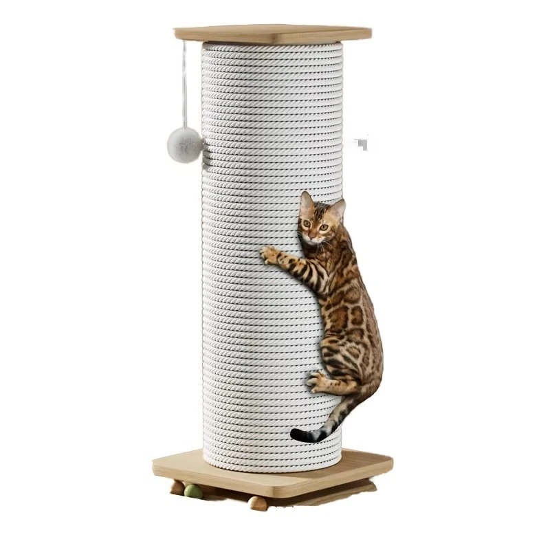 

32Inch 24Inch Large Vertical Hemp Rope Scratching Pole with Hanging Ball Toys Indoor Exclusive Resistance Scratching Stand
