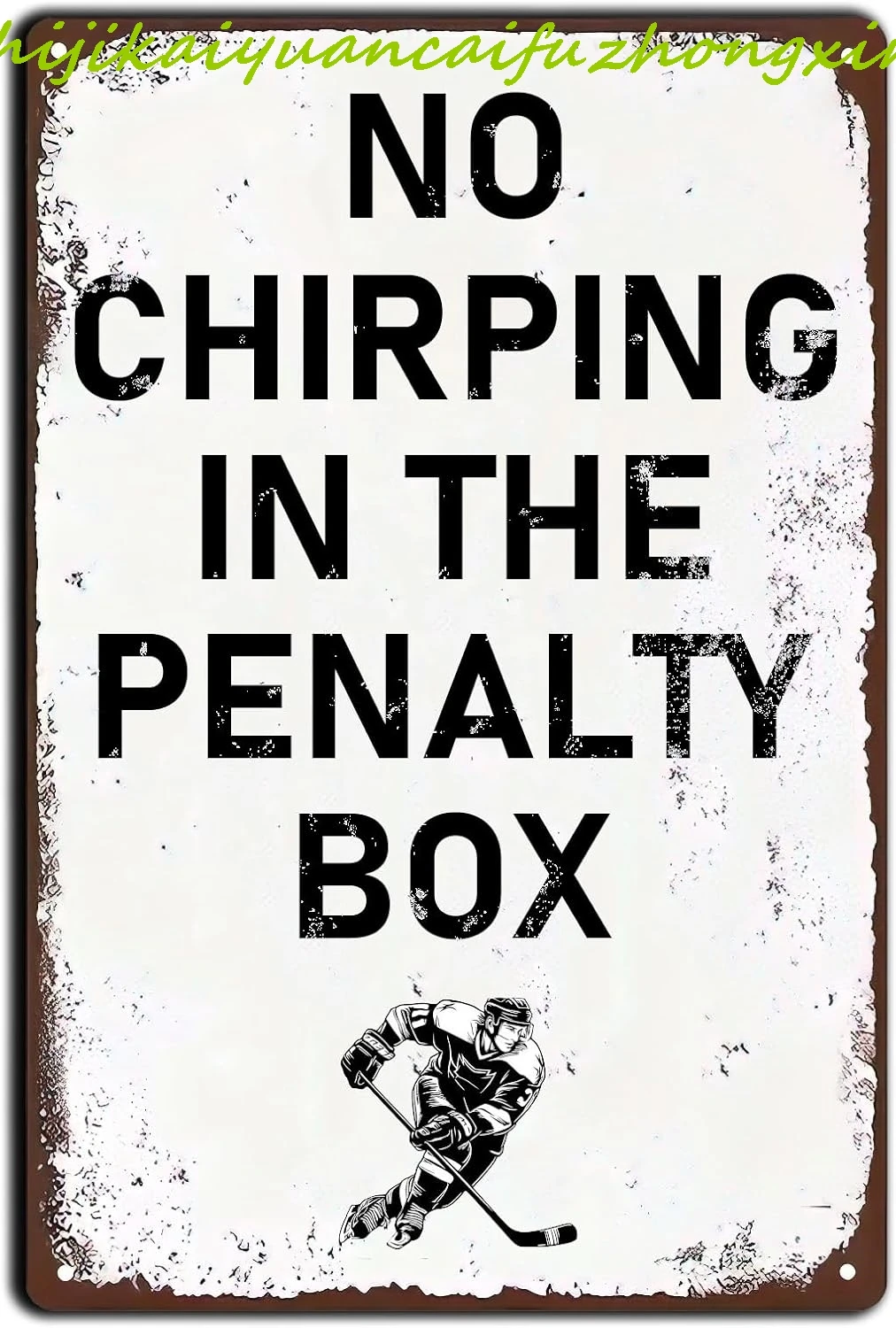 Ice Hockey Wall Art Vintage Metal Tin Sign No Chirping in The Penalty Box Retro Iron Painting Warning Wall Poster for Home Farmh