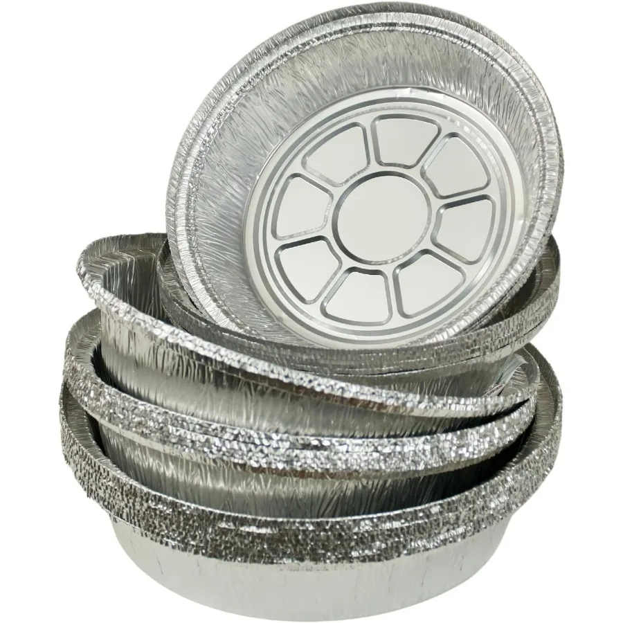 مقالي مستديرة من رقائق الألومنيوم للاستعمال مرة واحدة - حاويات من الصفيح للاستعمال مرة واحدة، مثالية للخبز والطهي والتقديم الطعام والحفلات والكيك