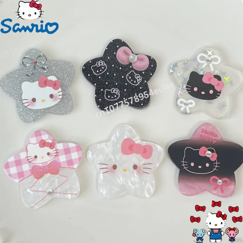 

Sanrio Hello Kitty Star Series Sweet Cool Pink Black Acrylic Accessories Girls Diy Phone Case Decorative Slippers with Toy Patch