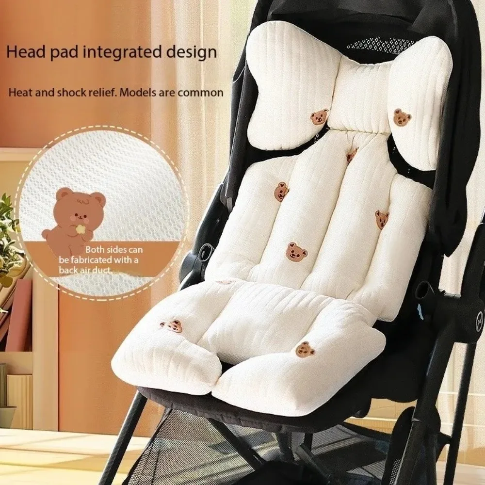 Double-sided Baby Stroller Cushion Cute Bear Soft Kids Cart Mat Multifunctional Support Liner Pad Baby Seat Cushion
