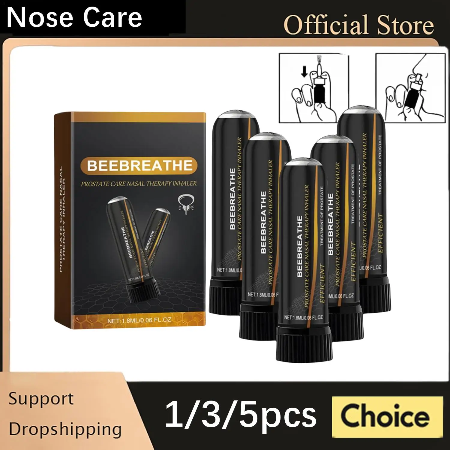 1/2/3/5Pcs Nasal Inhalers Beebreathe Bee Inhaler Prostavibe Inhaler Beeboom For Prostate Wellness Nasal Spray Body Care