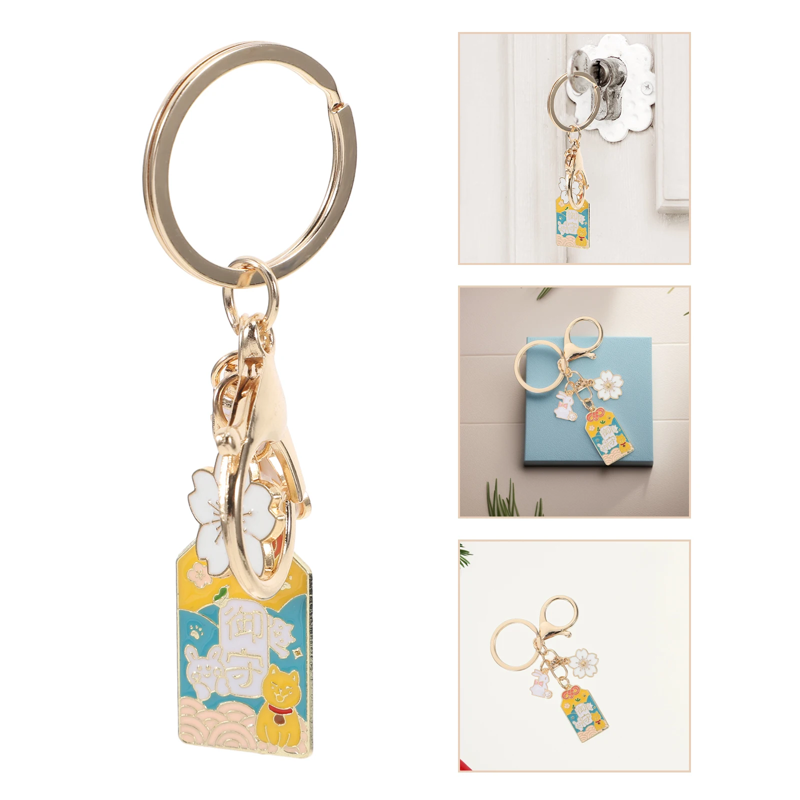 

Cute Japanese Keychain Girls Flower Theme Backpack Charm Bag Pendant Lucky Keyrings For Women Durable Alloy Design Handbag Car