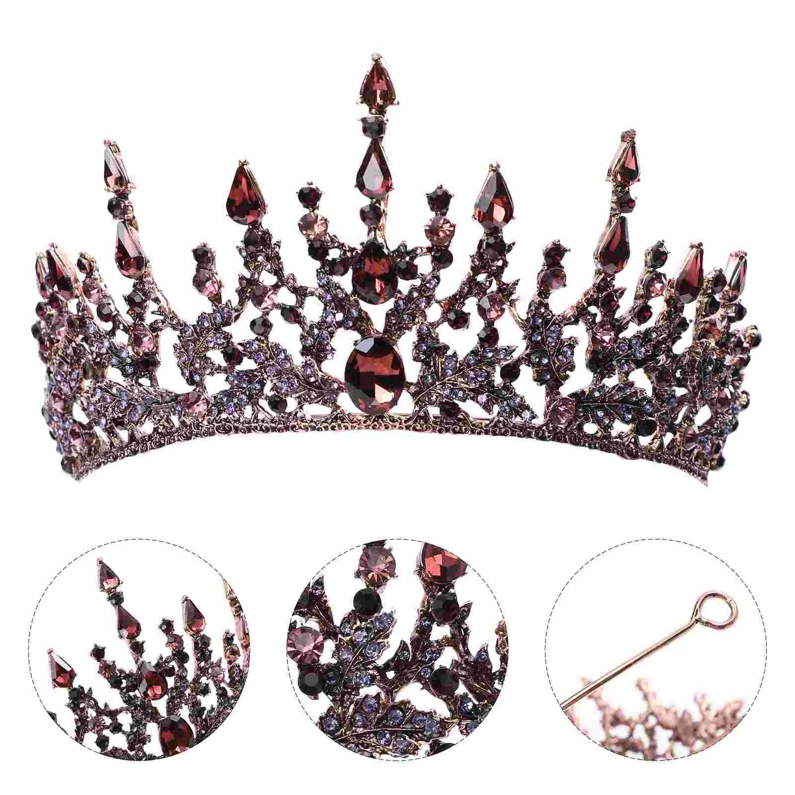 

Hair Accessory for Women Bridal Crown Retro Decor Bride Wedding Headgear Purple Alloy Tiara