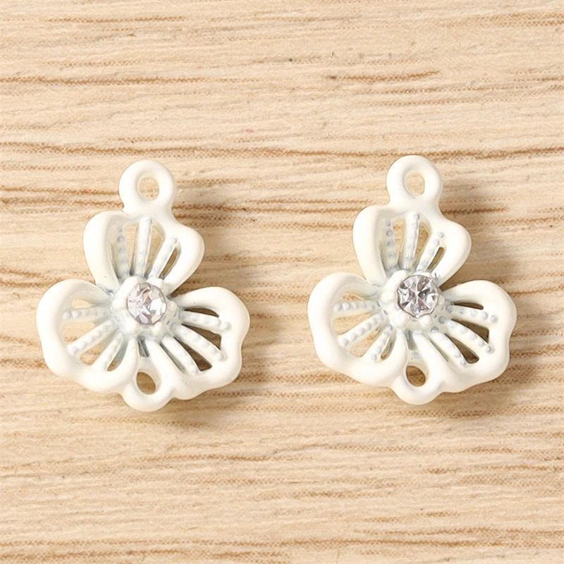 5 Stück Niedliche Bunte Kristall-Metall-Blumenanhänger Passend für Halsketten, Ohrringe, Armbänder, DIY-Bastelzubehör für Schmuckherstellung – Detail 14