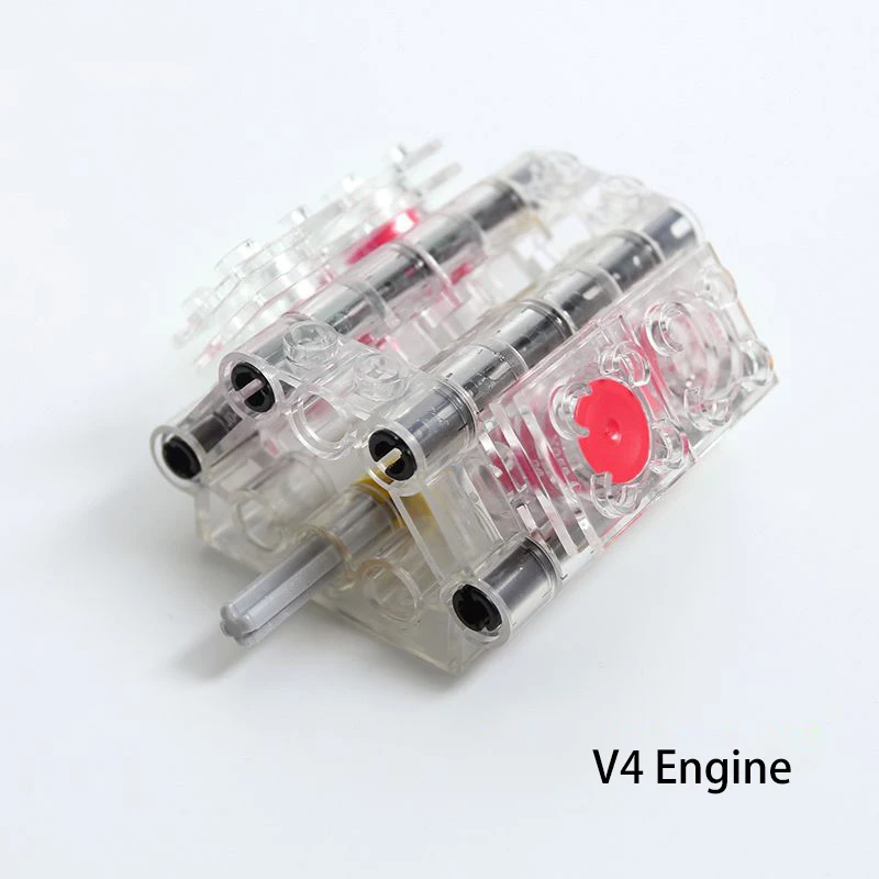 Bloques de construcción MOC, ladrillos de alta tecnología, motor V4, potencia de motor de 4 cilindros, juegos de piezas PF, coche de carreras modificado, Compatible con LEGO