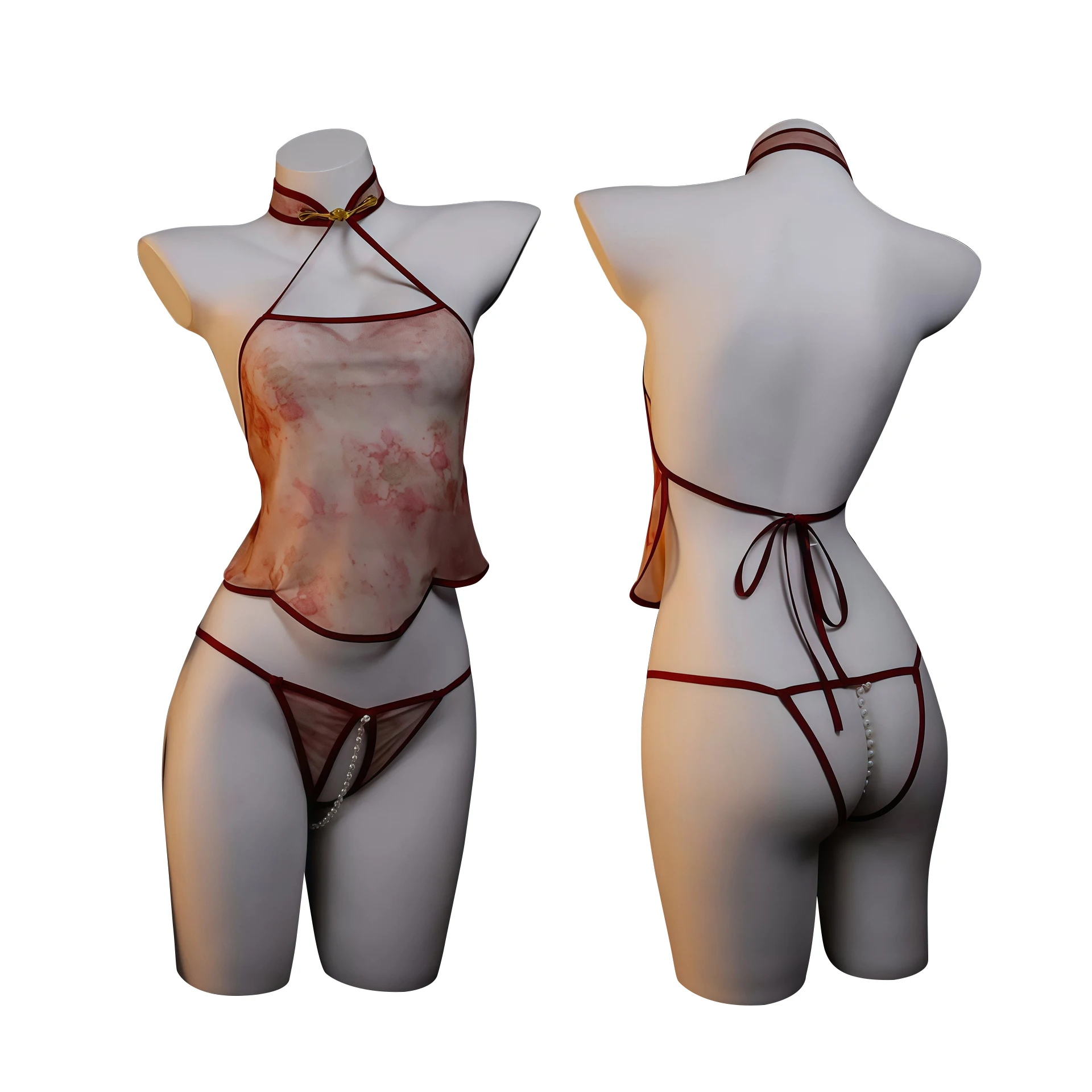 Sexy lingerie, pure desire, sweet girl, prickly, charming, embroidered bellyband, tempting, charming, no take off pearl buckle