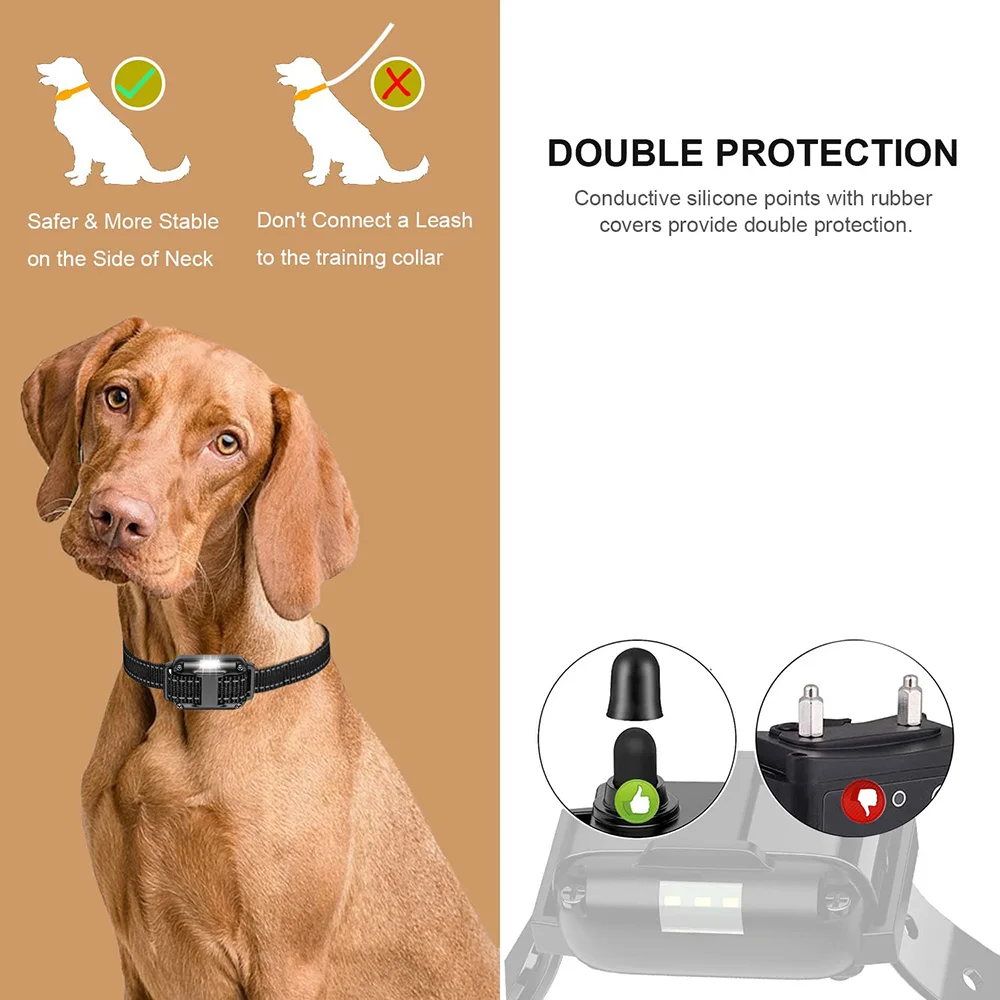 800m Electric Dog Training Collar Detachable Bark Rechargeable Anti Barking Shock Vibration Reflective Collar for All Dogs Pet