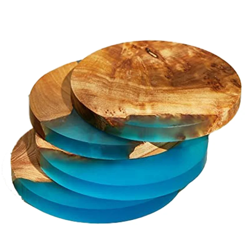 

4 Pack Wooden Coasters with Epoxy Resin, Bar Coaster for Drinks, Modern Coasters for Bar Kitchen Home Apartment