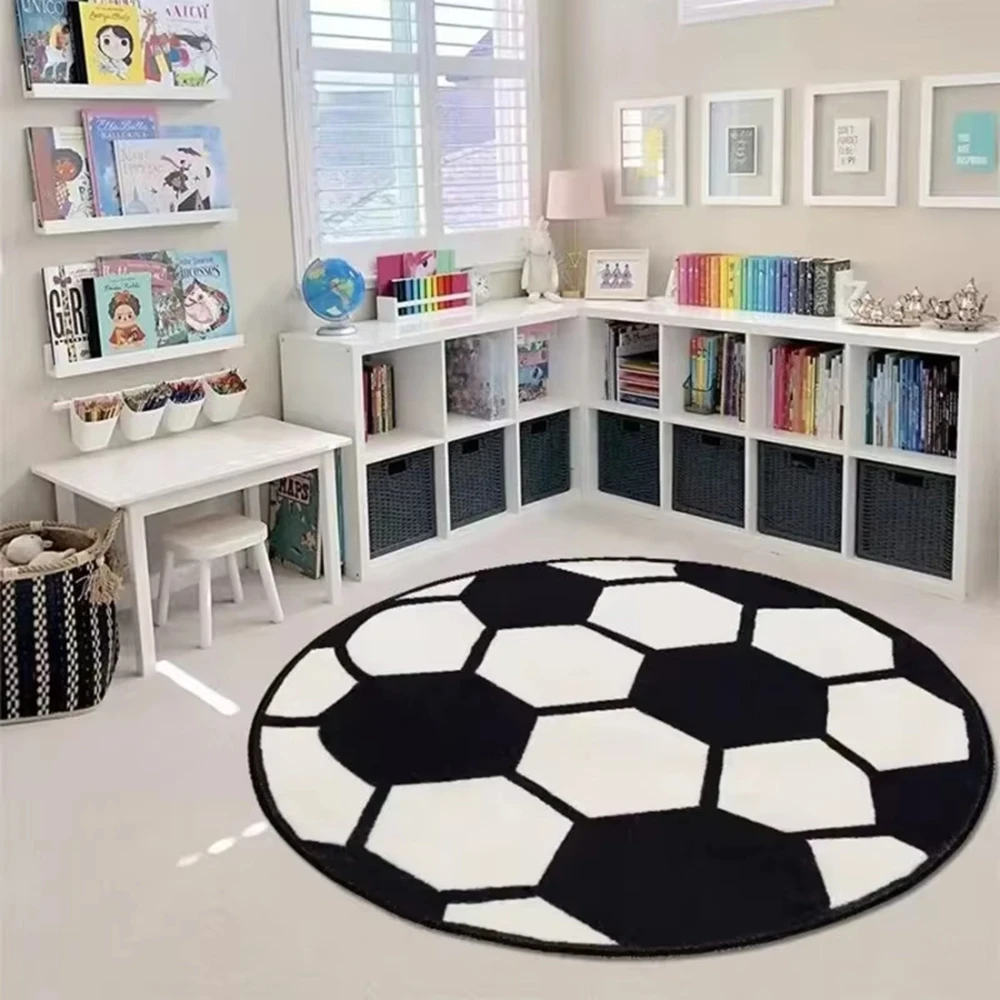 Basketball Round Bedroom Carpet Resistant Bedside Blanket Cute Cartoon Floor Chair Mat Rocking Chair Mat Mat Home Decoration