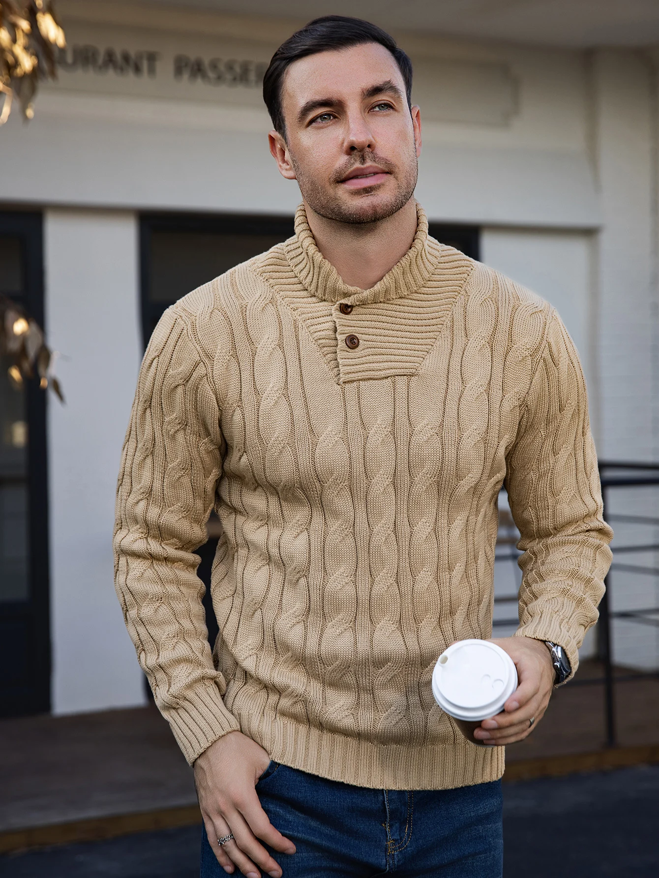 الرجال مضلع محبوك سترة ناضجة الأعمال بلون التلبيب البلوز لخريف شتاء عصري ومناسب لمختلف O #4