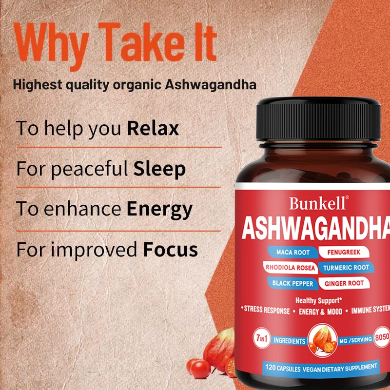 KSM-66 كبسولات أشواغاندا العضوية مع الماكا والكركم |   غير وراثيًا، نباتيًا |   مكمل صحي للتركيبة الممتازة