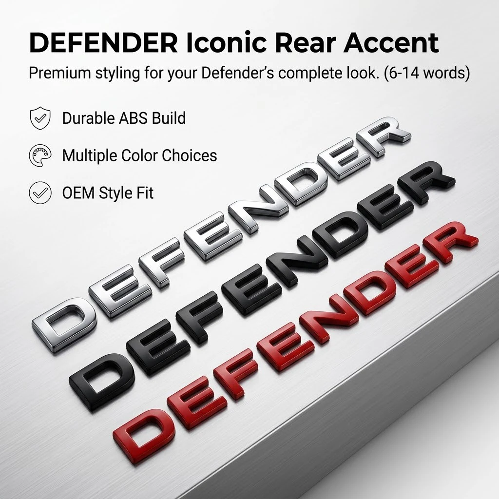 

For Land Rover Defender DEFENDER Letter Emblem Badge Sticker 3D ABS Plastic Rear Trunk Tailgate Body Logo Decal Trim Accessory