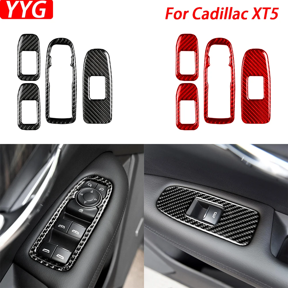 

For Cadillac XT5 2016-2017 Carbon Fiber Window Lift Switch Control Panel Trim Cover Car Interior Decoration Accessories Sticker