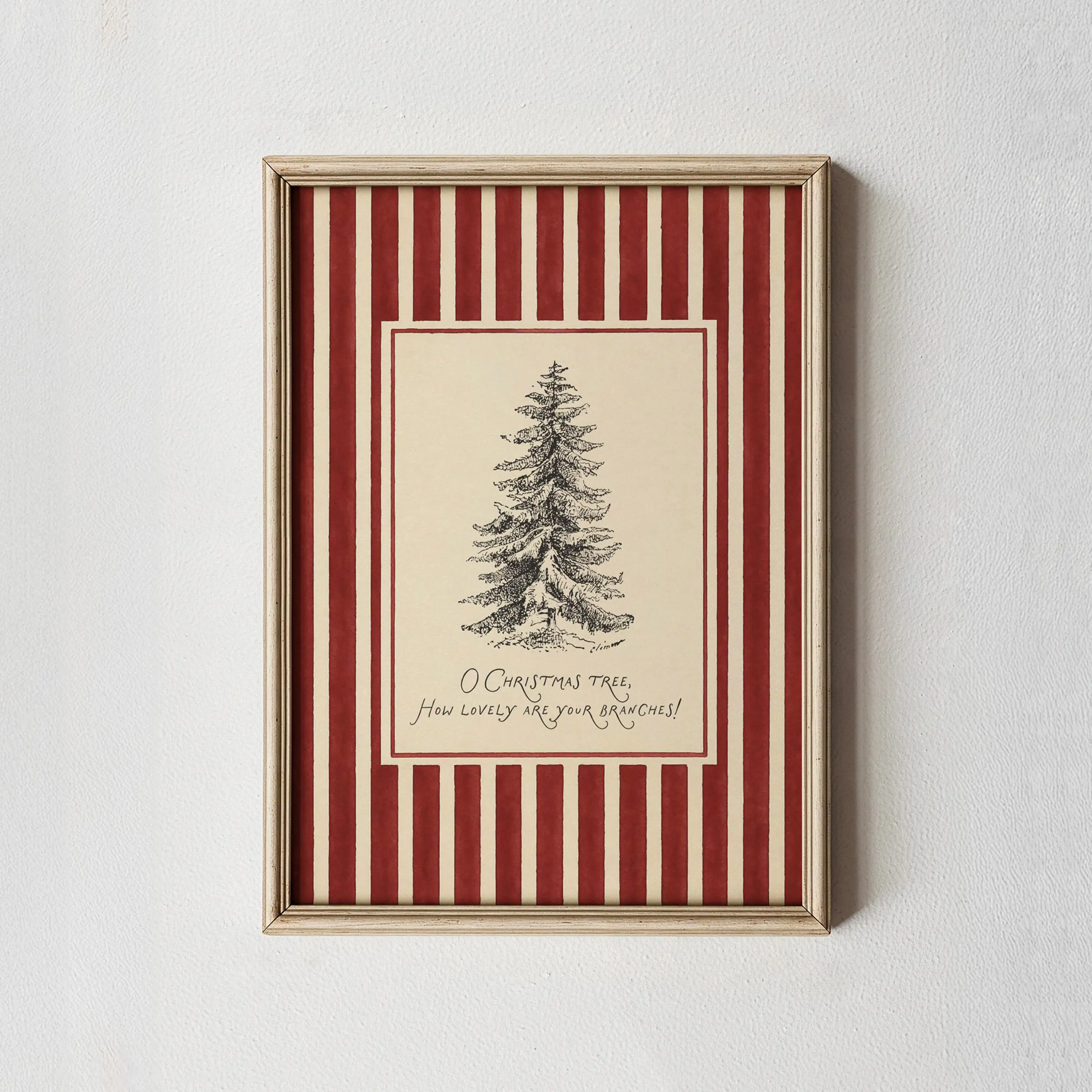 1pc Vintage Christmas Tree Canvas Wall Art Poster - Unframed Retro Holiday Wall Art Rustic Christmas Print Cozy Christmas Poster