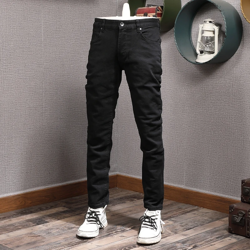 

Newly Designer Fashion Men Jeans High Quality Stretch Slim Fit Black Jeans Men Elastic Trousers Casual Denim Pencil Pants Hombre