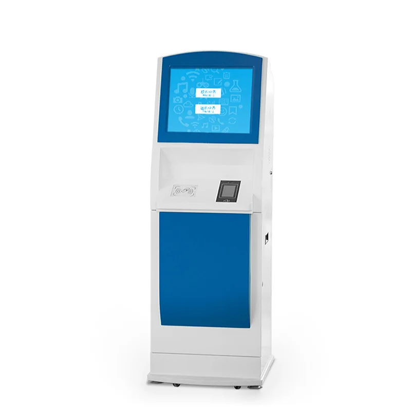 Quiosque de tela sensível ao toque de serviço própria de 32 polegadas com impressora térmica, impressão digital, câmera