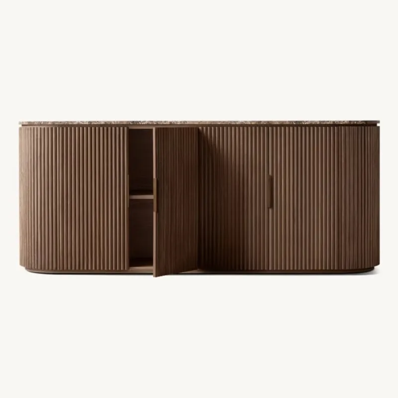 

Luxury Furniture Interior Cabinet 4 Door Solid Wood Sideboard with Storage Kitchen Living Room Hotel Farmhouse Hall