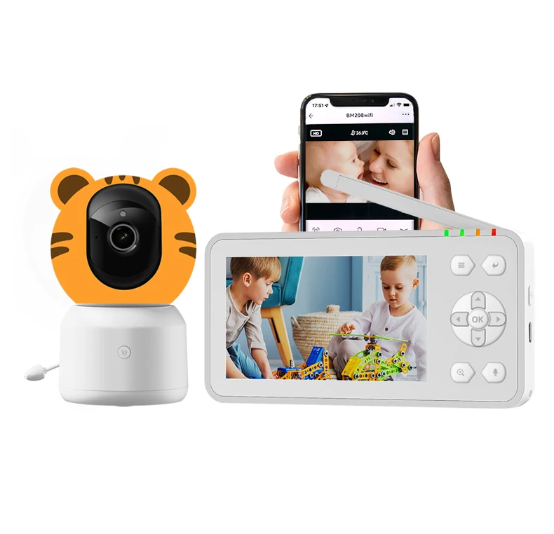 4.3Inch Screen 2MP 1080P WIFI intercom Baby Monitor Wireless PTZ Feeding Plan Cry Detection Nanny Cam Home Security Baby Camera