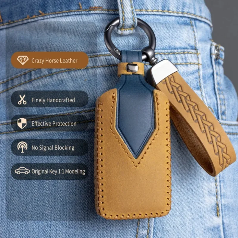 

For JEEP WAGONEER / GRAND WAGONEER /GRAND CHEROKEE L 2021 2022 2023 Leather Car Smart Key Case Cover Holder Accessories