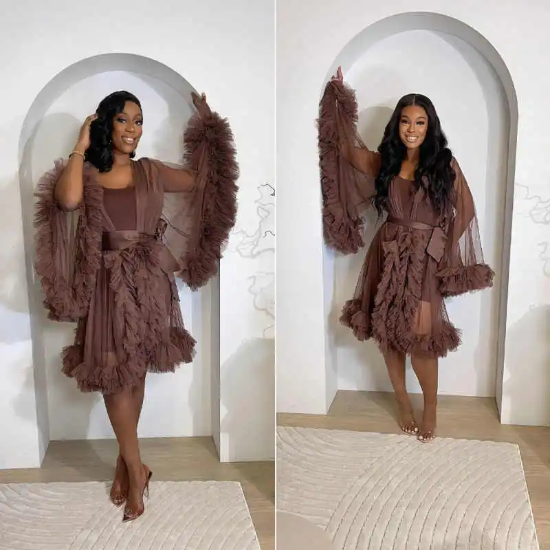 

Элегантное свадебное платье для беременных из 2-х частей, с длинными рукавами, короткое мини-платье для фотосессии, с оборками, для выпускного вечера, на заказ