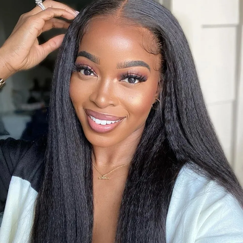 Brazilian Kinky Straight Frontal Wig 13x6 HD Lace Frontal Wig Glueless Lace Wigs for Women Brazilian Human Hair Wigs for Women