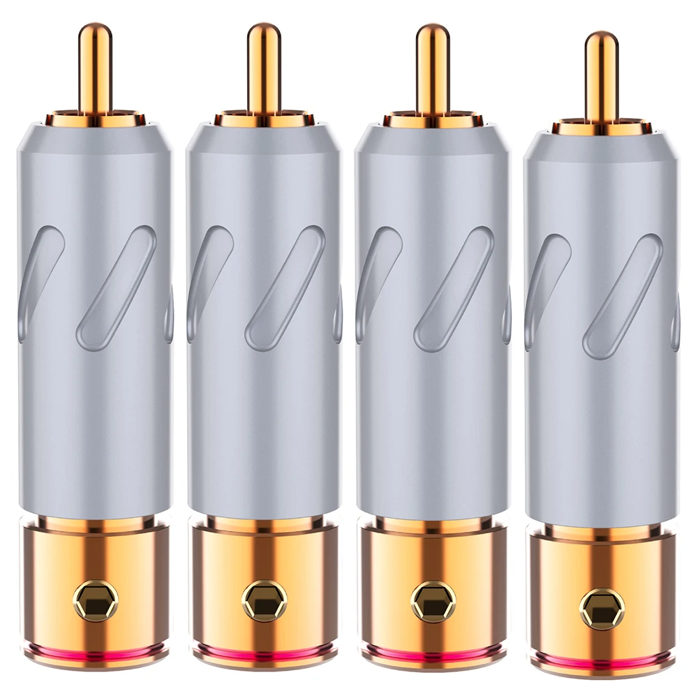 4pcs Monosaudio 99.995% Gold/Rhodium Plated /Pure Copper Male RCA Connector HIFI Audio Signal Cable RCA Terminal Jack