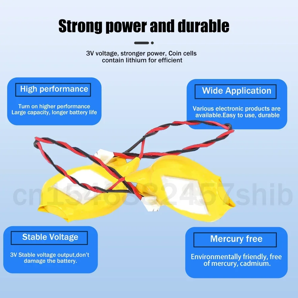 1-5pcs KTS CR2032 CR2032W 3V 220mAh Lithium Battery With Plug For BIOS COM Computer Motherboard Laptop CNC Machines Coin Cells
