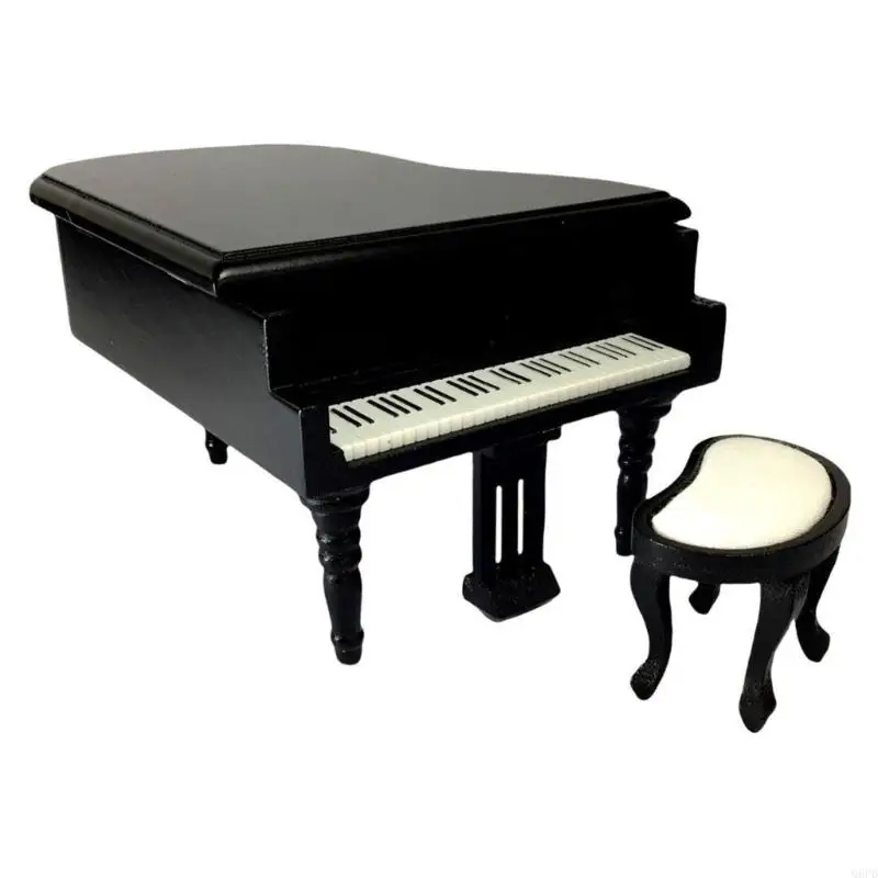 

Miniature Piano Stool Model Dollhouses Accessories Role Play Piano Toy