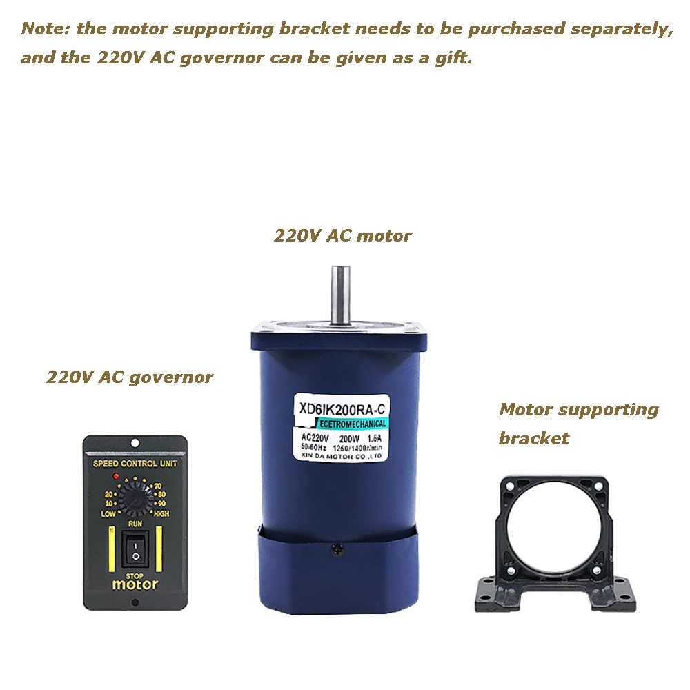 220V 6W AC High Speed Motor with Speed Regulator Single Phase 1400rpm-2800rpm Speed Adjustable CW CCW