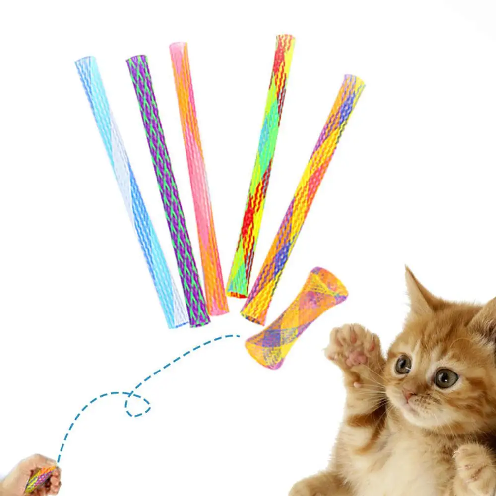 Cat Spring Toy Stick Freely Folding Spring Shape Multi-Color Cat Bouncing Kitten Toys Cat Interactive Toys Pet Supplies