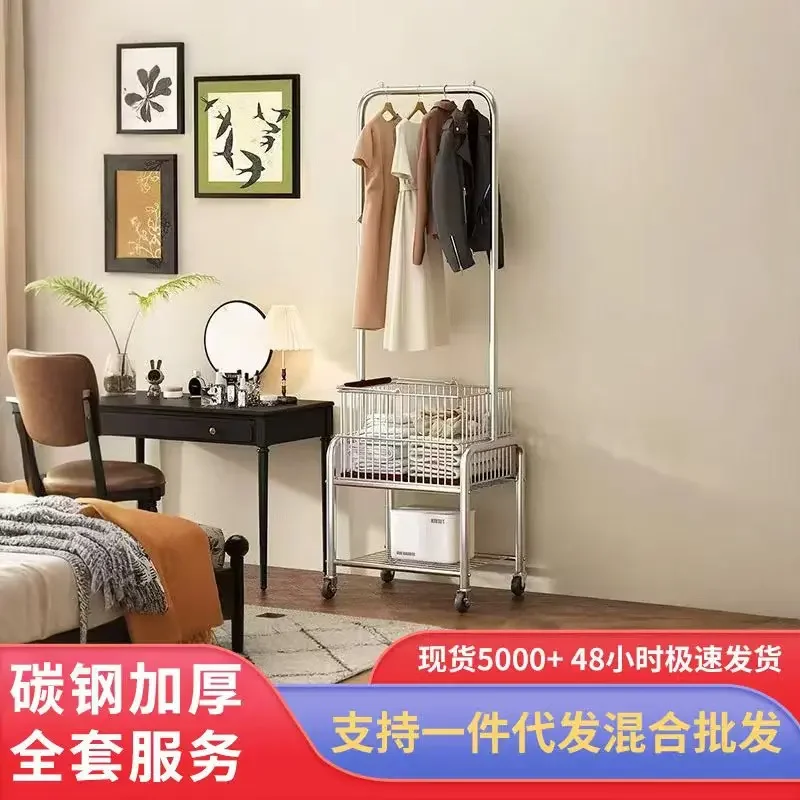 Hanger room antique hanger with handle dirty clothes basket basket can be moved to dry clothes rack universal wheel