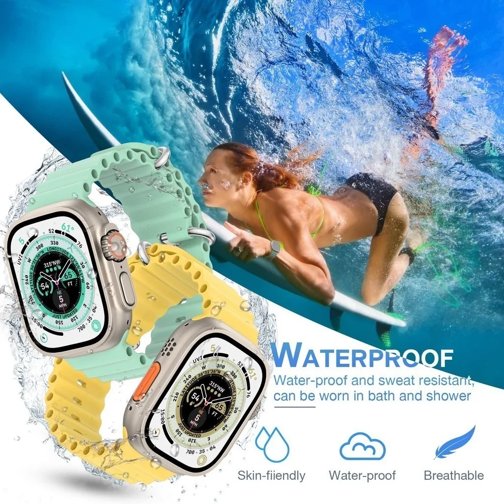 Ocean Silicone Band Strap for Smartwatch Ultra 2 49mm 46mm Series 10 9 8 7 6 5 IWatch 44 45 40 42mm image 4