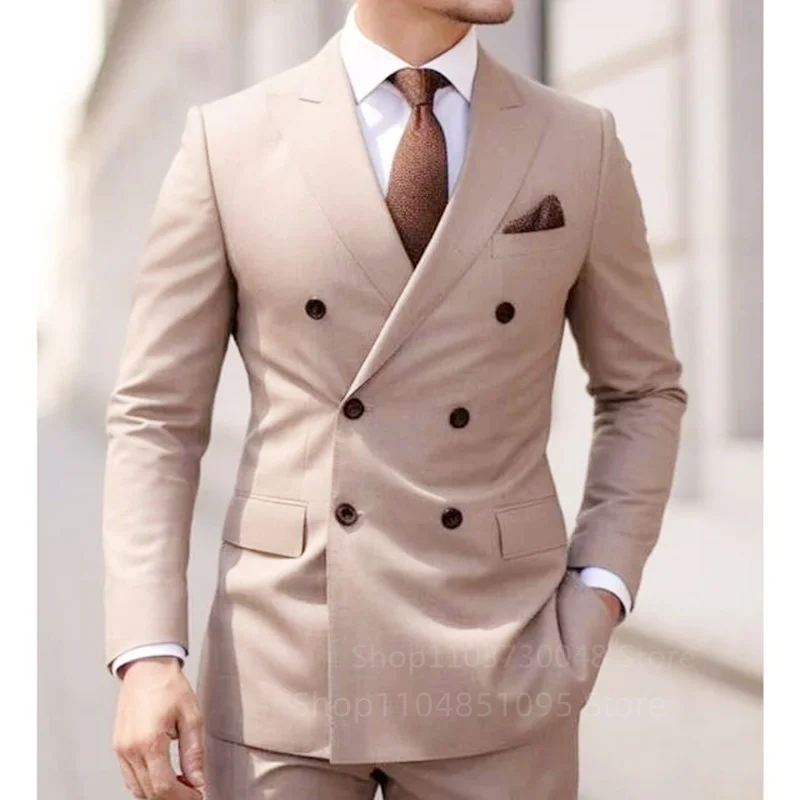 

Wedding Men Suits Smart Casual Groom Tuxedos Slim Fit Blazer Set Formal Business Suit For Men 2 Piece Costume Homme Blazer+Pants