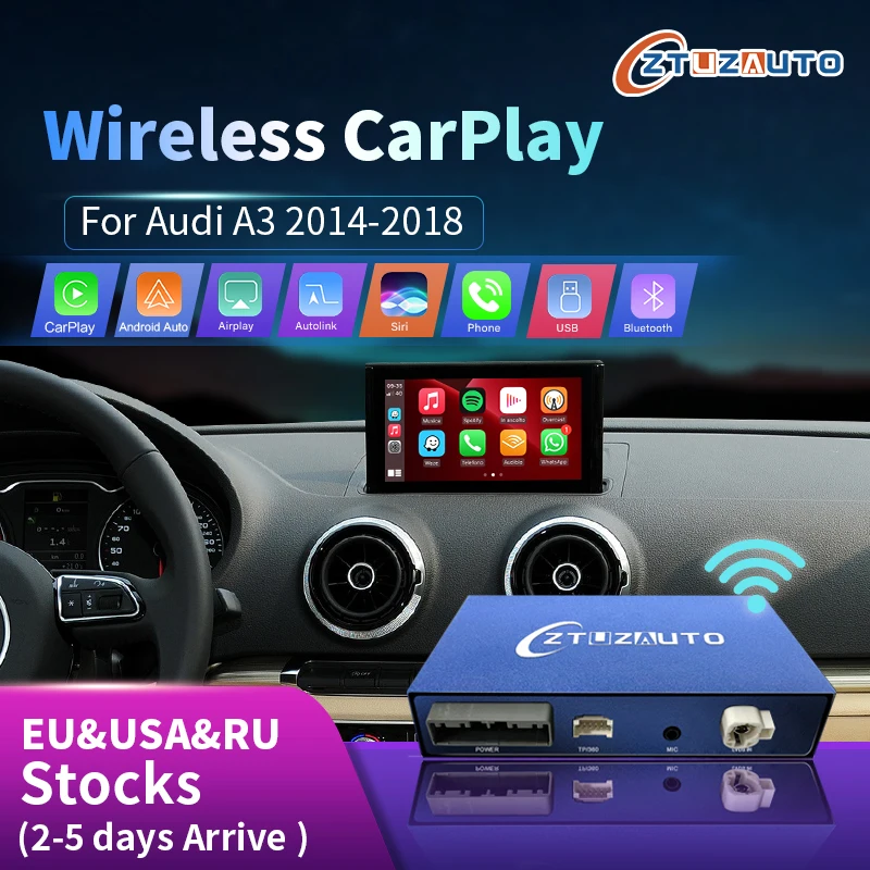 

Wireless Apple CarPlay Android Auto Interface for Audi A3 MIB 2014-2018, with Mirror Link AirPlay Navigation Car Play Functions