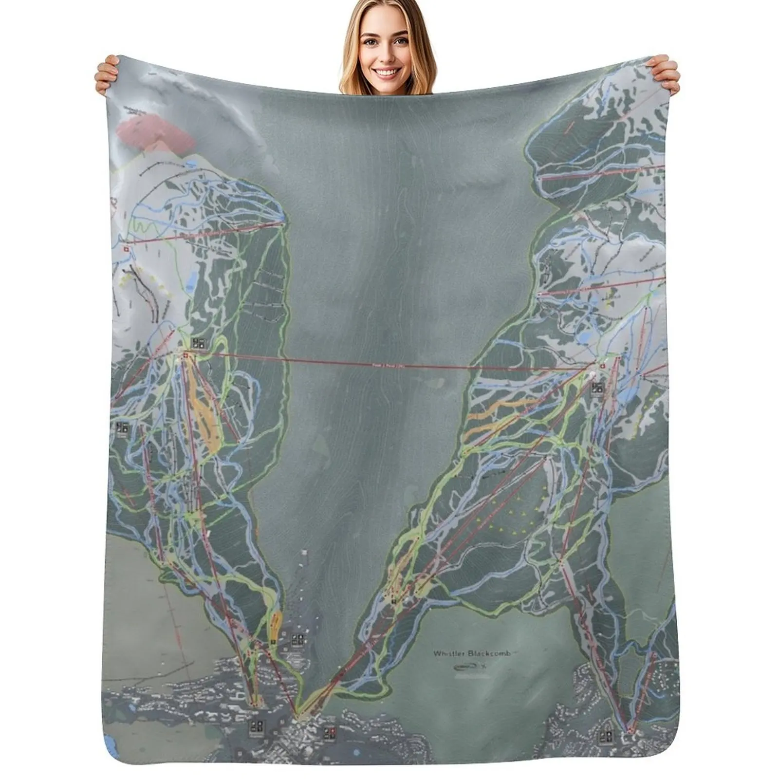Whistler Blackcomb Resort Trail Map Throw Blanket Blankets For Baby Soft Beds Decorative Sofas Plaid Blankets