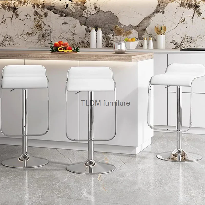 High Quality Modern Bar Chairs Silver Adjustable White Stylish Nordic Swivel Comfortable Bar Chairs Taburete Alto Furniture