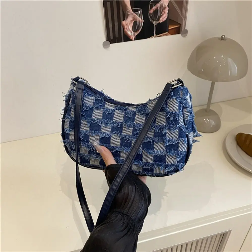 

Trendy New Design Denim Underarm Bag Tassels Vintage Single Shoulder Bag Korean Y2k Women's Handbag Lady