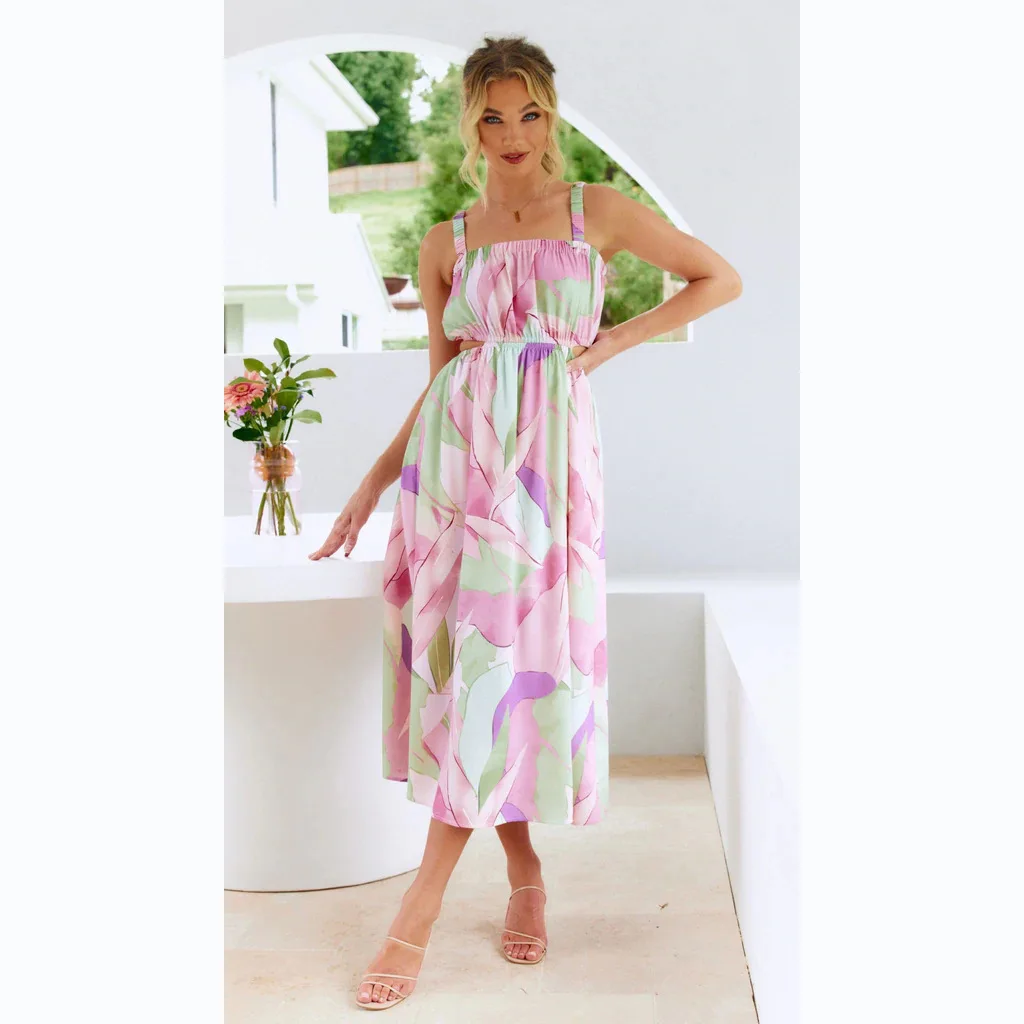 

2025 Spring/Summer New Flower Printed Fresh And Sweet Strap Dress 22142