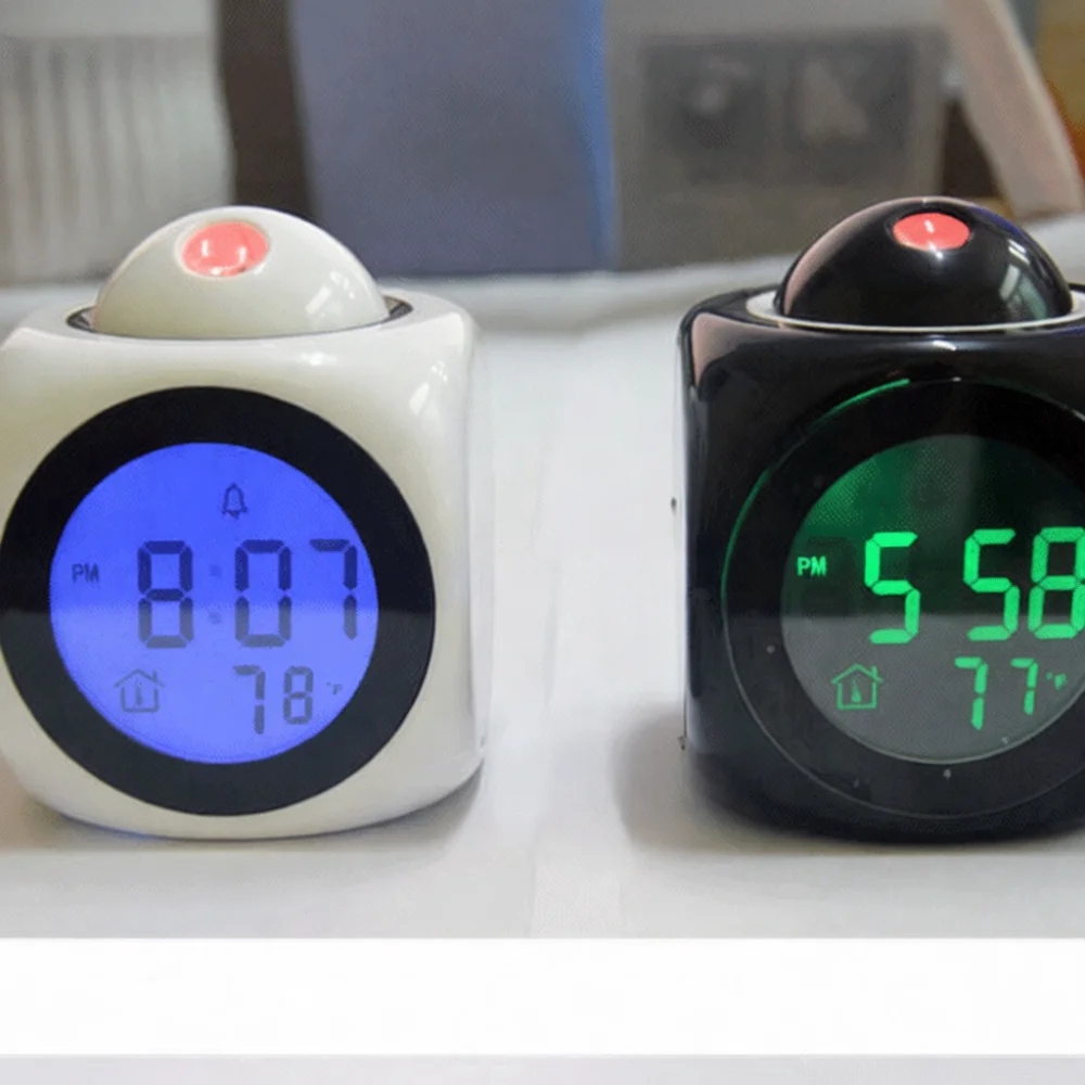 Digital Projection Desk Clock LED Display Voice Report Time Projector Battery Operated Household Alarm Timer Home Gadget