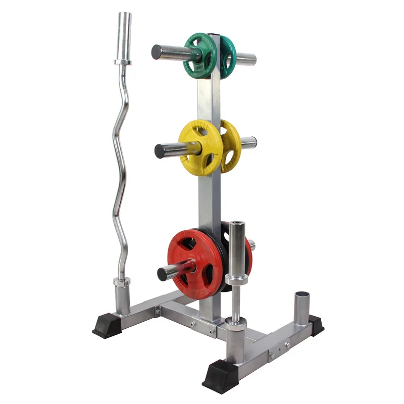 Gym Equipment Weight Lifting Plate Rack Weight Plate Rack Tree and Barbell Bar Holder Organizer Stand